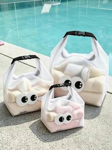 Cute Animal Pattern EVA Waterproof Beach Bag, Jelly Transparent Hollow Tote Bag, Large Capacity Pool Bag With Adjustable Shoulder Strap, Quick-Drying Bath/SPA Bag, Can Store Swimsuit, Towel, Sunscreen, Goggles, Phone, Flip-Flops, Cosmetics And Snacks - White - View 1