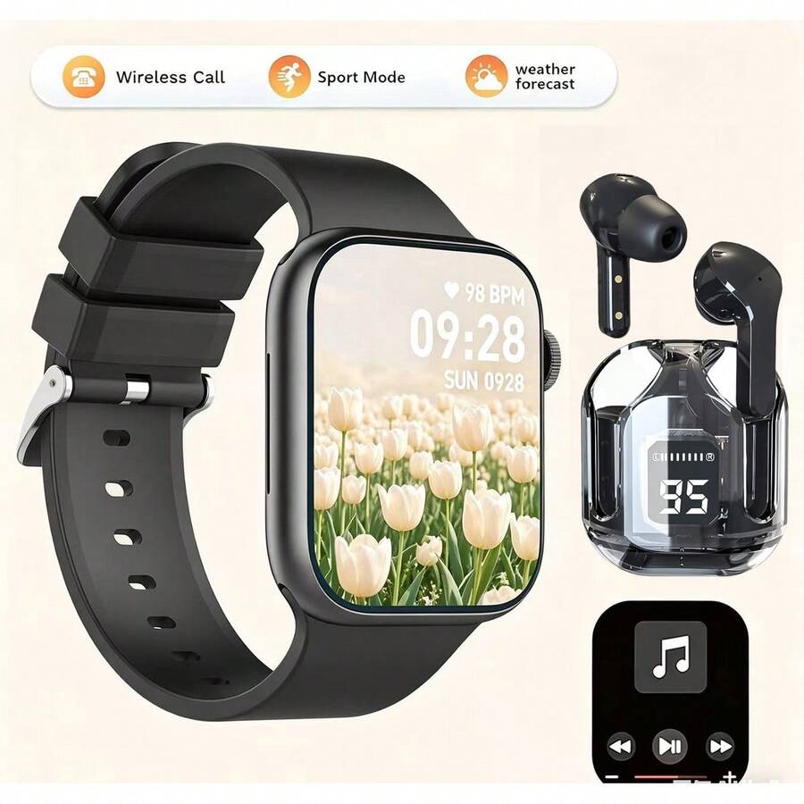 ZhiKexing Set Jam Tangan Pintar dan Earbud 2-in-1, Layar HD 2,01 inci, Bodi Paduan Logam, Panggilan Nirkabel, Berbagai Mode Olahraga, Pengingat Gaya Hidup Sedentari, Cocok Sebagai Hadiah untuk Teman dan Pasangan - View 1