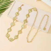 Round Hollow Metal Waist Chain, Fashionable Minimalist Dress Accessory Waist Decoration For Women - Gold - View 1