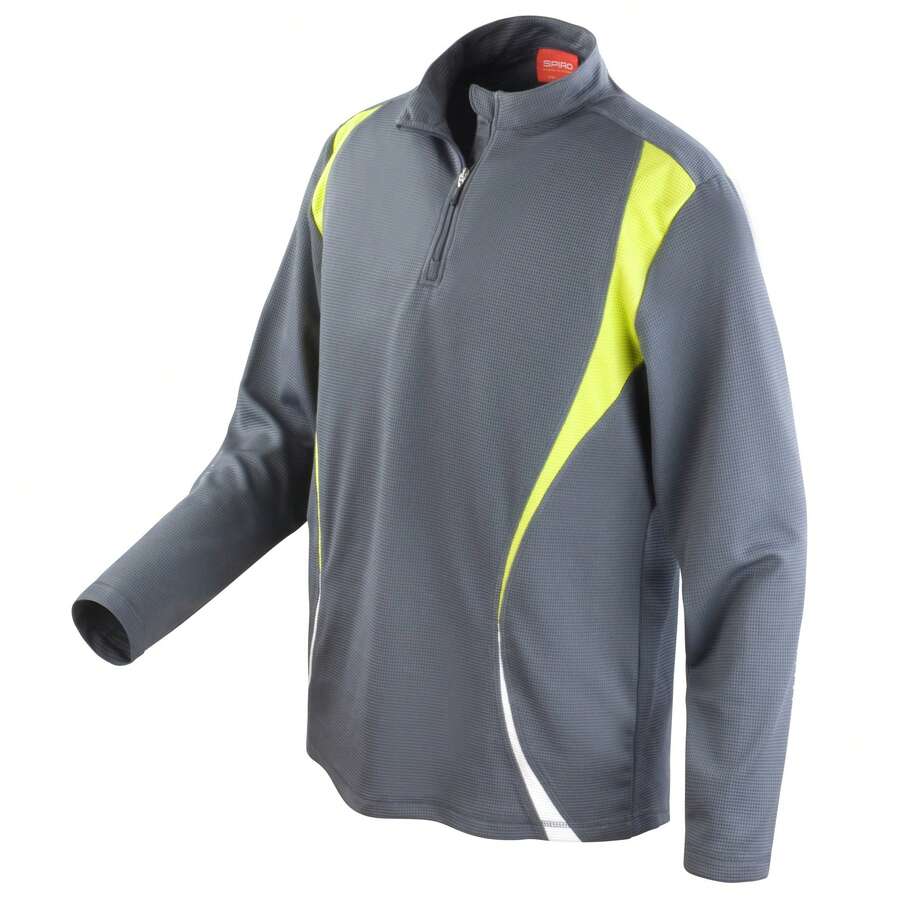 Spiro Ladies/Womens Sports Gym Running Trial Performance Training Top - Charcoal/Lime/White - View 1