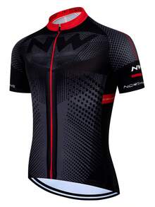 Men's Short Sleeve Cycling Jersey, Summer Mid-Stretch Slim Fit, Breathable Road & Mountain Bike Top, Moisture-Wicking Quick-Dry Cycling Gear, 3 Back Pockets - Universal Version, Suitable For Cycling, Off-Road, Motorcycle Touring, Training Wear - Black - View 10