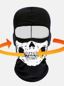 1/3/5pcs Set Black Breathable Full Face Mask, UV Protection, Punk Skull Print Balaclava, Suitable For Cycling, Skiing And Other Outdoor Sports - Multicolor - View 1