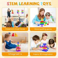 35/70 PCS Magnetic Stacking Cubes, Suitable For Children, Sensory And Montessori Educational Toys Large Magnetic Building Blocks, 0.98 Inch Magnetic Stacking Cubes, Suitable For Children, Sensory And Montessori Toys, Suitable For 3 Years Old Boys And Girls (Random Color) - Multicolor - View 5