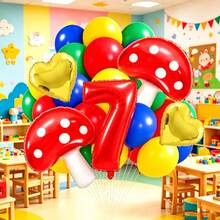 Cute Mushroom Number Balloon Set, Includes Red Number Balloons, Mushroom Balloons, Heart Balloons And Latex Balloons, Suitable For Mushroom Theme Birthday Party Decoration, Fairy Tale Theme Party And Other Occasions - View 10