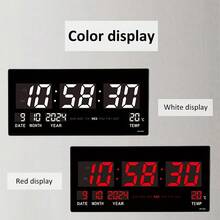 Large Digital Electronic Plug-In Wall Clock With Temperature, Time And Date Display, Electronic Clock With Power Failure Memory Function, Suitable For Living Room, Bedroom And Study Room Decoration Alarm Clock - 1PC - View 7