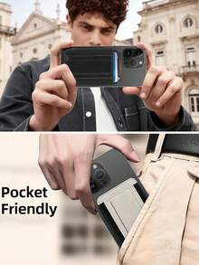 EIGIIS 1pc Magnetic Phone Wallet With Expandable Stand, Holds Up To 3 Cards, Suitable For Various Occasions, Perfect Gift For Husband, Father Or Mother - Multicolor - View 3
