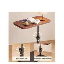 C Shaped Swivel Table – Height Adjustable, 360° Rotating Top For Laptop, Coffee & Skincare - Brown - View 5