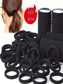 200/100/50/20 Stück schwarze nahtlose Nylon-Haargummis, hohe Elastizität, nicht schädigend, dick und weich, Ponytail-Haarbänder, geeignet für Frauen, Teenager und Erwachsene, für dickes, lockiges oder glattes Haar, starke hoch elastische Haargummis für Fitness, Sport, Yoga, Laufen, rutschfeste Haaraccessoires - Schwarz - Übersicht 8