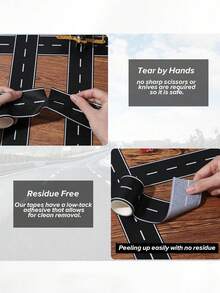 Cartoon DIY Road Railway Traffic Washi Tape, Railway Road Tape, Car Train Corner Stickers, Home Decor Stickers, Wall Stickers, Vinyl Stickers, For Home Decoration, Spring Decor, Refresh Your Home, Rama Decor Stickers Gift Birthday Graduation Back To School Room Decor School Supplies - Multicolor - View 4