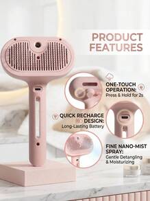 PETSIN 1 Pc Cat Steam Brush, 3 In 1 Cat Brush For Shedding & Grooming, Water Brush For Cats Dogs, Pet Hair Removal Comb For Long Short Haired Small Animal, Self Cleaning Slicker Brush With Release Button, Cat/Dog Steam Brush - Multicolor - View 3