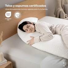 Dreamlab Almohada Pillow Almohada Corporal, Funda de Bambú, Altura Ajustable, Memory Foam y Microfibras Dormir de Lado o Embarazo Hipoalergénica, Certificaciones Tamaño Body 45cm x 135cm - Blanco - Ver 7
