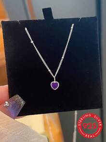 1pc S925 Sterling Silver Mini Heart Pendant Necklace, Korean Sweet Cute INS Style, Personalized Exquisite Niche Minimalist Fresh Design, Elegant Elegant Fashion Versatile Clavicle Chain, Suitable For Friendship And Family Commemorative Gift - Love - View 4