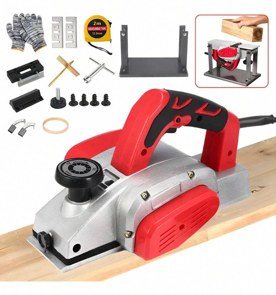 Cepilladora Eléctrica Para Madera Cepillo Profesional Kit Rojo - Tipo de Enchufe A USA (110-127V) - Ver 1