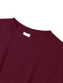 Tween Girl Customized Cotton Top, Spring/Summer Round Neck Short Sleeved T-Shirt With Tropical Letter Print, Suitable For Daily Casual Wear And Vacation - Jujube Red - View 9