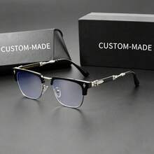 1 Pair New Fashion Half-Frame Metal High-End Luxury Unisex Decorative Glasses, High-Elasticity TR Material, Suitable For Indoor Games, Computer Use, Daily Commute, All-Season Plain Lens - Multicolor - View 1