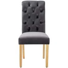 4 Piece Velvet Grey Dining Chairs Set With Oak Legs - Modern Style For Living Room, Reading Nook Or - 灰色 - 查看 5