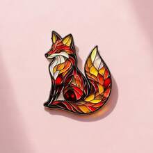 1pc Creative Fox Enamel Brooch Vintage Animal Metal Badge Versatile Decorative Pin Accessory For Denim Clothing Backpack - Multicolor - View 4