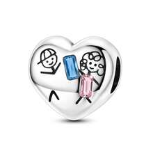1Pc Silver Plated Family Mom Dad Sister Heart Charm For Bracelet Necklace Pendant Beads For Diy Jewelry Making Thanksgiving Day Gift For Lover - Silver - View 29