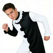 1 Set Cosplay Costume, American Movie Male Lead Art Same Style Broken Soul Clown 2 Performance Outfit (Mask Not Included) - Black and White - View 7