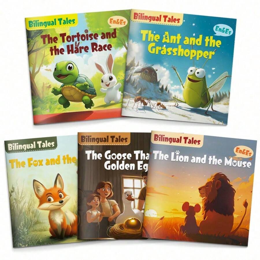 English-Spanish Bilingual Classic Fable Stories, Exquisite Illustrated Story Collection, Reading Comprehension And Expression Ability Cultivation Learning Material, Multiple Stories Available, Suitable For Daily Learning Use - 智慧與品格 - 查看 1