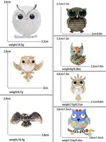 Luxus Emaille Perlen Eulen Brosche - Vogel Tier Anstecknadeln für Frauen Unisex Lässig Party Schmuck Accessoires / Freunde Geschenke Abzeichen Dekoration - Eule - Übersicht 5