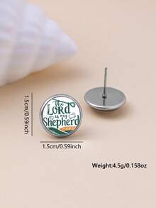1 Pair Minimalist Cozy Green Sheep Pattern With 316 Stainless Steel Round Ear Hooks, Suitable For Women's Daily Wear - White - View 4