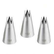 3pcs Large Cream Piping Nozzle Set, Stainless Steel Cake Piping Tips, Decoration Tools, Silver, Piping Bag Accessories, Suitable For Cookies, Cupcakes, Baking Buttercream - Multicolor - View 10