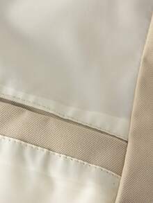 Casual Khaki Pilot Jacket With Stand Collar, Full Zip, Lightweight Ribbed Hem And Cuffs, Slanted Pockets, Suitable For Spring And Autumn Daily Wear - Beige - View 5
