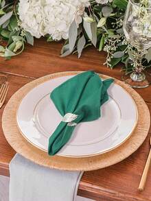24/36/48pcs Leaf-Shaped Gold Napkin Rings, Shiny Metal Napkin Rings Table Decoration, Fashionable Autumn Napkin Rings Bulk, Suitable For Christmas, Easter, Wedding, Party, Elegant Table Setting - Silver 1 - View 8