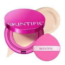 SKINTIFIC Cover Glow Perfect 氣墊粉底液－自然光澤妝感、中至高遮瑕、保濕胜肽複合物、輕盈配方，適合乾性與混合性肌膚 - 00 PORCELAIN - 查看 5