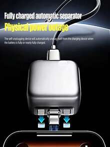 Adaptor Pengisian Cepat Type-C 140W dengan Fungsi Mati Otomatis, Port Pengisian Magnetik yang Dapat Muncul, Mati Otomatis Saat Terisi Penuh 100%, Cocok untuk Pengisian Semalaman - Putih - View 6