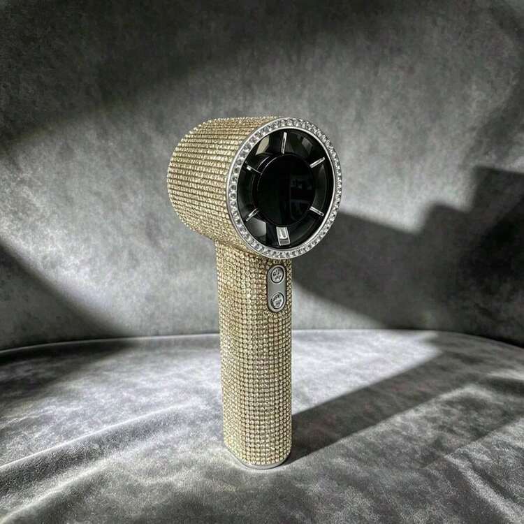 Handheld Mini Silent Portable Fan, Fashionable Full Rhinestone Fan, 1800mAh Rechargeable Battery Powered, Suitable For Travel, Outdoor, Holiday, Beach And Other Outdoor Activities - Multicolor - View 14