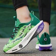 1 Pair Men's Sporty Graffiti Print Running Shoes - Green - View 10