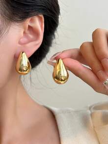 6/18pcs Elegant Women's Earring Set, Fashionable Charming Design, Floral Teardrop Twisted C-Shape And More Styles Multi-Piece Combination, Minimalist Gold Thick Earring Jewelry Accessories Suitable For Daily Wear - Gold - View 6