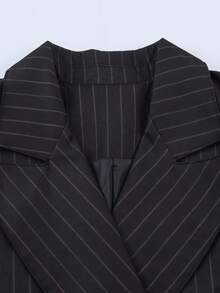 Spring/Autumn Fine Striped Dress Suit Black - Black - View 3