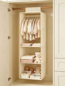 1pc Multi-Layer Hanging Closet Organizer Bag, 4-Tier Foldable Clothes Storage Rack, Bedroom Dormitory Clothing Organizer Bag, Underwear Socks Bags Multifunctional Storage Bag, Oxford Cloth Hanging Closet Organizer - Daily Clothing Organizer - Multicolor - View 3