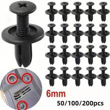 50/100/200入 6mm汽車塑料鉚釘夾，桿固定卡扣，通用汽車車門葉子板壓入式固定銷，適用於車內飾面板、擋泥板、引擎蓋更換 - 200pcs 固定螺絲 - 查看 2