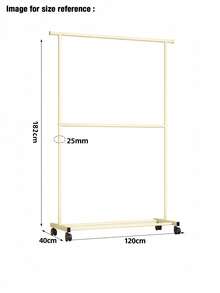 A Simple Coat Rack With Wheels For Easy Movement, Floor-Standing Folding Balcony Single-Pole Clothes Drying Rack, Home Bedroom Clothes Rack - Beige (182x120) - View 10