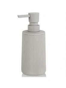 1 件条纹奶油皂液器，现代塑料圆形，适用于浴室洗手液和厨房洗碗液家居浴室装饰秋季装饰返校 - 米色 - 查看 8