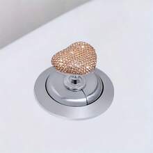 1pc Shiny Heart-Shaped Toilet Flush Button - Creative Rhinestone Bathroom Accessory, Durable Plastic, Anti-Scratch, Self-Adhesive, Party Holiday Gift Item - Multicolor - View 11
