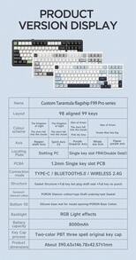 AULA F99 PRO 客製化機械鍵盤，附數字鍵盤與旋鈕，墊片結構，RGB 背光，熱插拔軸體，8000mAh 電池，有線/2.4G/藍牙連接，適合辦公與遊戲 - 查看 13