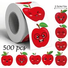 500pcs Cartoon Apple Expression Doodle Roll Stickers, 1 Inch Shaped Apple, 2 Styles Available, Suitable For Stationery, Planner DIY, Back To School Teacher Rewards, Gift Packaging, Card, Envelope, Magazine Decoration, Holiday Party Atmosphere, PVC Self-Adhesive Stickers - Cartoon Apple - View 6