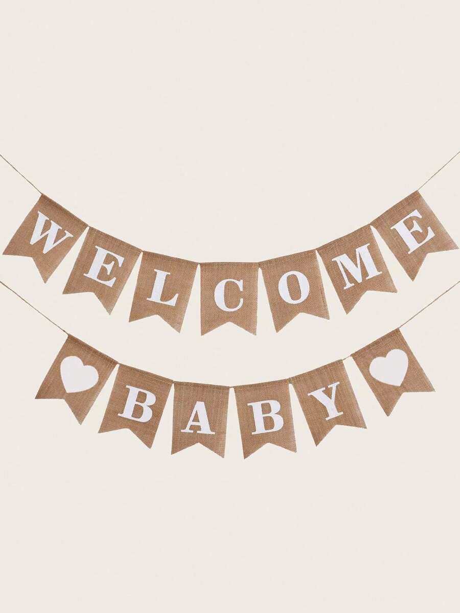 1set-Unisex-Neutral Gift Party Decor, Suitable For Boys Or Girls Set, Rustic Burlap Welcome Banner - One Size Fits All - View 1