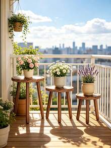 Indoor Wooden Plant Support Stand, Suitable For 6-11 Inch (Approx. 15.2-28cm) Flower Pots Single Plant Support, Mid-Century Modern Style Plant Stool, Suitable For Large Plants, Perfect For Living Room, Balcony, Office - Multicolor - View 6