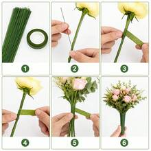 200 Pieces Of 22 Gauge Dark Green Floral Wire With 1 Roll Floral Tape Kit, 16 Inches Length &Amp; 003 Inch Diameter, Suitable For Flower Arrangements - White - View 2