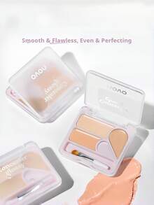 NOVO Multifunctional 3-Color Contour & Concealer Palette, Provides Long-Lasting Seamless Coverage, Moisturizes & Locks Makeup, Suitable For Oily Skin, Prevents Makeup Smudging, The Ultimate Tool For Creating A Natural No-Makeup Look - 02#Natural Color - View 4