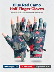 Breathable Sunproof Half Finger Fishing Gloves Anti-Scratch Skid Resistant Hand Gloves Outdoor Cycling Driving Fishing Accessories - Green Camouflage - View 5