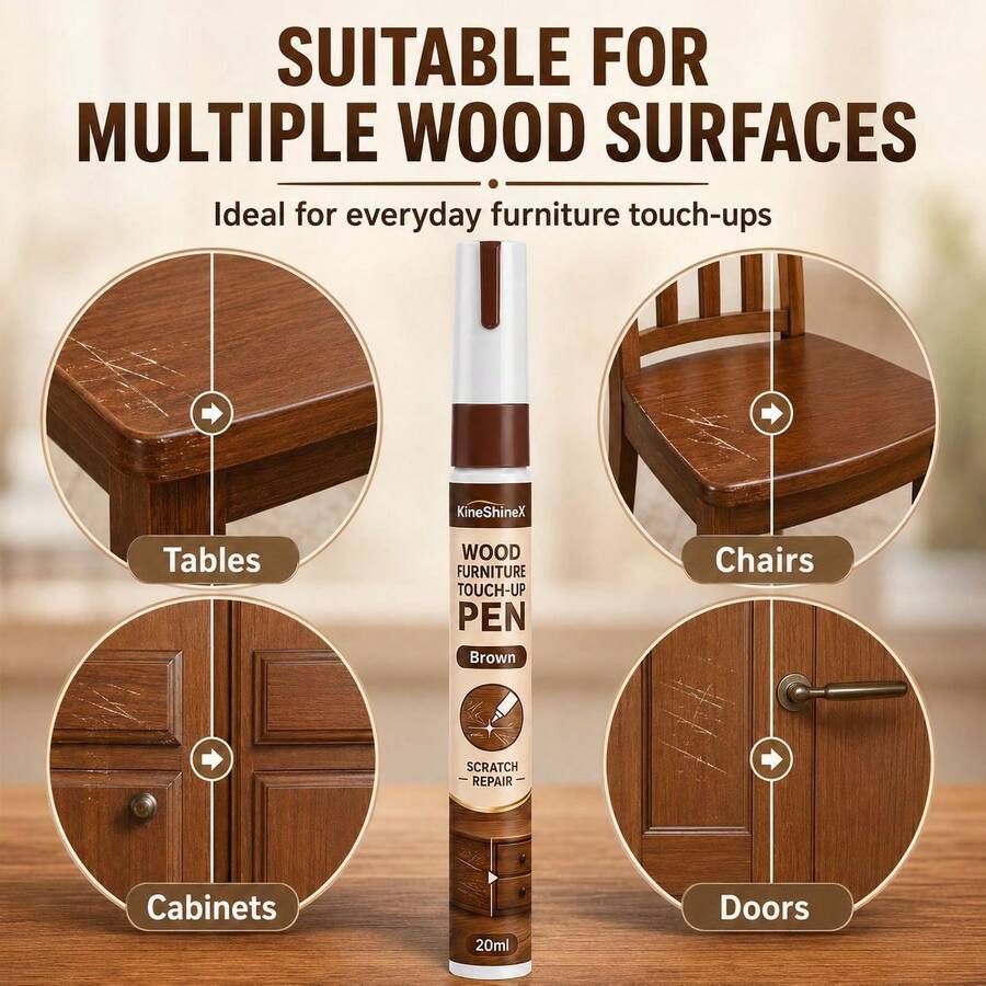 1pc Wood Furniture Repair Pen, Used For Recolor And Repair Scratches, Peeling Paint On Solid Wood Tables, Chairs, Floors, For Wood Surface Restoration - Wood Touch-up Paint Pen - View 1