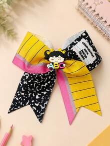 1 pieza Pinza para el cabello con forma de lápiz, Pinza para el cabello con forma de manzana, Adecuado para niñas, Regalo del primer día de regreso a la escuela para niñas, Pinza para el cabello con lazo grande, Accesorios para adolescentes - Multicolor - Ver 7