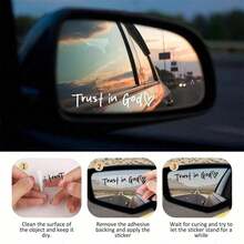 Trust God, 4Pcs Rearview Mirror Stickers. Durable, Vibrant, Adhesive Auto Decals For Exterior Trim. Bold Vehicle Embellishments, Decorative Car Accessories. - White+Black/4pcs - View 3